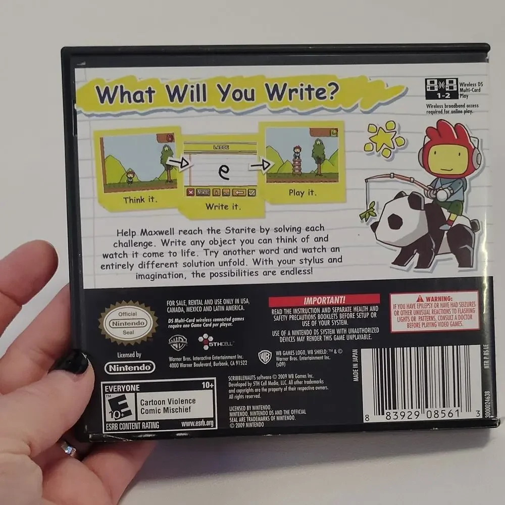 WB Games Scribblenauts Nintendo DS CASE & BOOK ONLY Manual Included